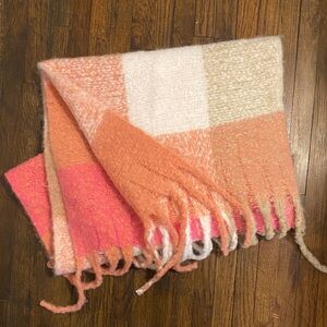 Pink, Peach and Neutrals Plaid Over-sized Scarf
